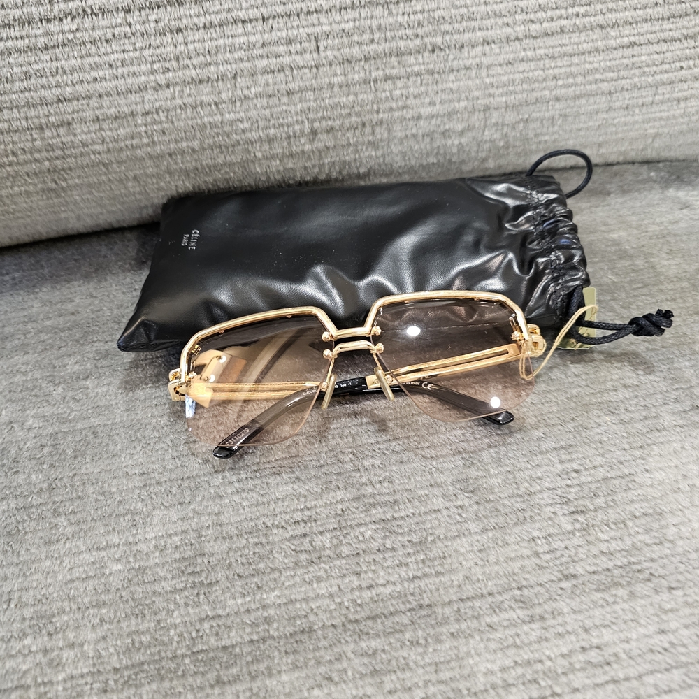 Celine Gold Frame Sunglasses with Rose Lense